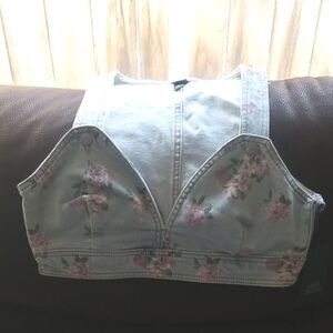 Floral Denim Crop Top SZ S